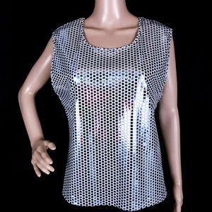 Lisa international Women Tank Top Sleeveless Silver Size L - NWT